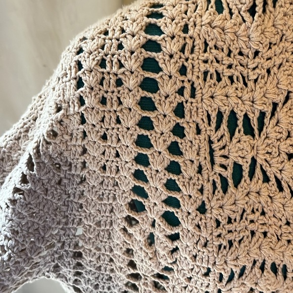 J.Jill creamy khaki crochet topper/sweater duster - Picture 3 of 7